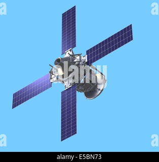 La nave spaziale su sfondo blu Foto Stock