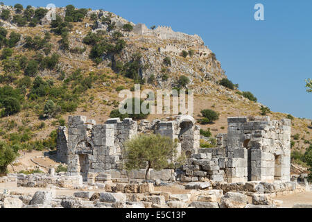 Kaunos città antica da Dalyan, Turchia Foto Stock