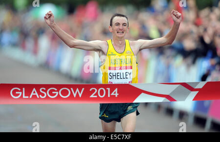 MICHAEL SHELLEY VINCE Uomini Maratona verde di Glasgow Glasgow Scozia 27 Luglio 2014 Foto Stock