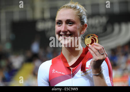 LAURA TROTT CICLISMO DONNA 25KM PUNTI R SIR CHRIS HOY VELODROME GLASGOW Scozia 27 Luglio 2014 Foto Stock