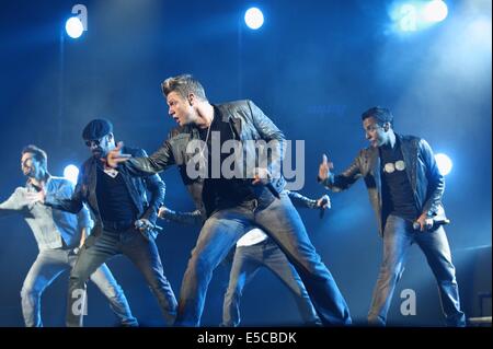 Gdansk, Polonia 27th, Luglio 2014 Backstreet Boys gruppo suona dal vivo sul palco della ERGO Arena sports hall in Gdansk. Credito: Michal Fludra/Alamy Live News Foto Stock