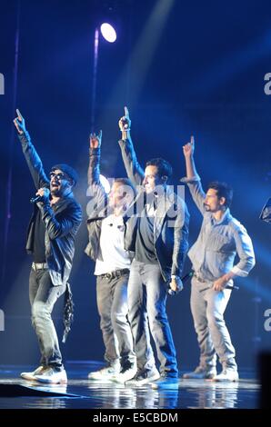 Gdansk, Polonia 27th, Luglio 2014 Backstreet Boys gruppo suona dal vivo sul palco della ERGO Arena sports hall in Gdansk. Credito: Michal Fludra/Alamy Live News Foto Stock