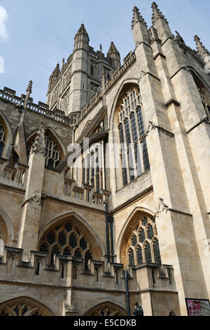 Vista della Torre di Abbazia di Bath England Regno Unito Foto Stock