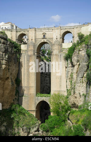 El Tajo Canyon e El Puente Nuevo bridge, Ronda, provincia di Malaga, Andalusia, Spagna Foto Stock