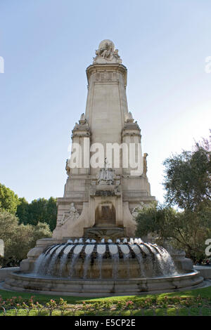 Plaza de España e il monumento a Cervantes, Madrid Foto Stock
