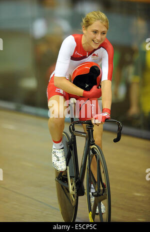 LAURA TROTT CICLISMO DONNA 25KM PUNTI R SIR CHRIS HOY VELODROME GLASGOW Scozia 27 Luglio 2014 Foto Stock