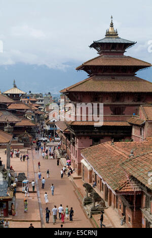 Vista sul tempio complesso, Durbar Square, Patan Nepal Foto Stock