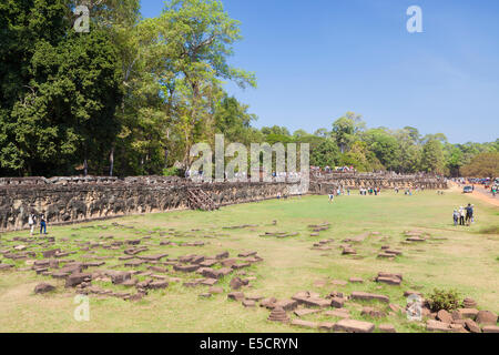 La terrazza degli elefanti, Angkor Thom, Cambogia Foto Stock