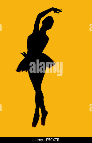 Silhouette nera della ballerina Foto Stock