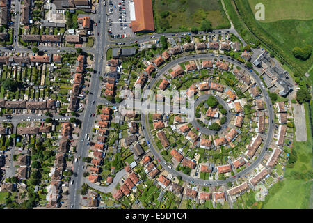 Una veduta aerea di un interessante sub-casa urbana del layout in Eastbourne, East Sussex Foto Stock