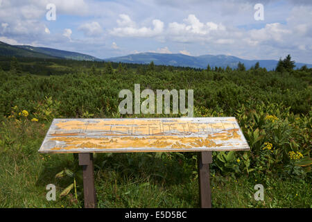 Outlook a Pancavska prato, Pancavska louka, Zlate navrsi, Krkonose, Parco Nazionale Monti dei Giganti, Repubblica Ceca Foto Stock