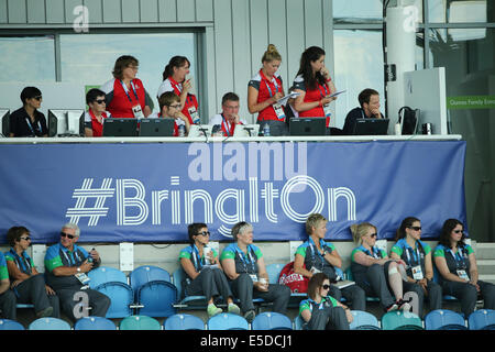 Glasgow Scozia 28 Lug 2014. Giochi del Commonwealth il giorno 5. Scozia 2 v 0 Galles donna hockey. Credito: ALAN OLIVER/Alamy Live News Foto Stock