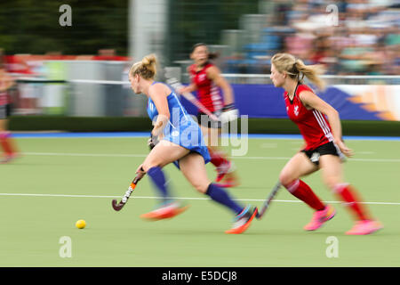 Glasgow Scozia 28 Lug 2014. Giochi del Commonwealth il giorno 5. Scozia 2 v 0 Galles donna hockey. Credito: ALAN OLIVER/Alamy Live News Foto Stock