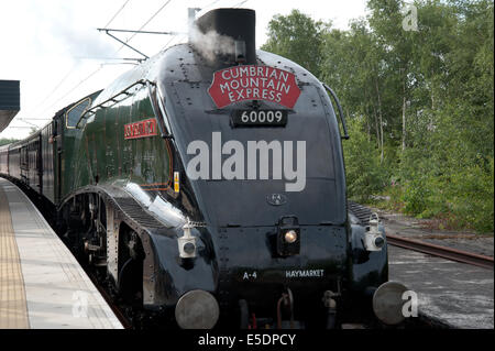 A4 Pacific 'Unione del Sud Africa' nella stazione Wigan North Western Foto Stock