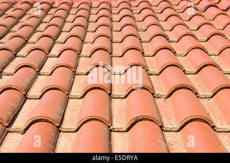 Tegole di terracotta sul tetto di un edificio Foto Stock