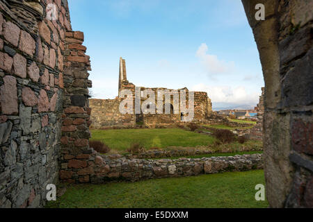 Il monastero di Iona era un convento agostiniano situato sull isola di Iona nelle Ebridi Interne al largo della costa occidentale della Scozia. Foto Stock