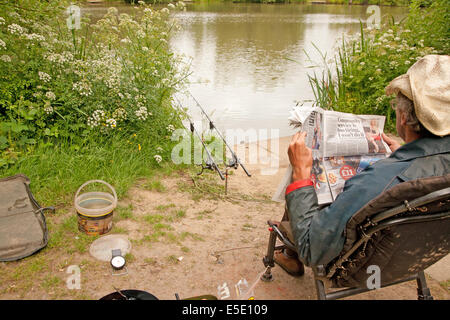 Lago di pesca nel campo Fram,East Sussex, Regno Unito Foto Stock