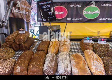 Amsterdam, Olanda, Paesi Bassi, cibi organici, olandese Bakery Shop in Pijp, pane sul display, il Mercato Albert Cuyp Foto Stock