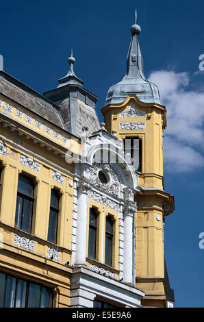 Facciata di stile guglielmino casa nella città di Veszprem a Balaton, Ungheria Foto Stock