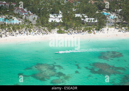 Riprese aeree di Bavaro Beach, Punta Cana Repubblica Dominicana Foto Stock