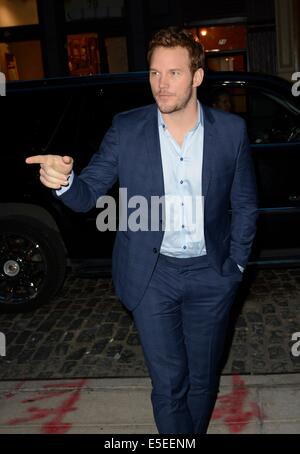 New York, NY, STATI UNITI D'AMERICA. 29 Luglio, 2014. Chris Pratt presso gli arrivi per i guardiani della galassia speciale proiezione, Crosby Street Hotel, New York, NY Luglio 29, 2014. Credito: Derek Storm/Everett raccolta/Alamy Live News Foto Stock