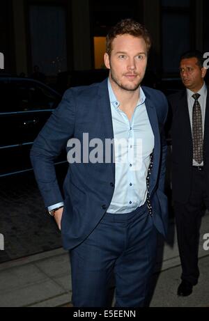 New York, NY, STATI UNITI D'AMERICA. 29 Luglio, 2014. Chris Pratt presso gli arrivi per i guardiani della galassia speciale proiezione, Crosby Street Hotel, New York, NY Luglio 29, 2014. Credito: Derek Storm/Everett raccolta/Alamy Live News Foto Stock