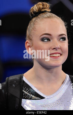 Glasgow, Scotland, Regno Unito. 29 Luglio, 2014. Il ginnasta Charlotte Sullivan (NZL) presso i Giochi del Commonwealth, Glasgow. Credito: Michael Preston/Alamy Live News Foto Stock