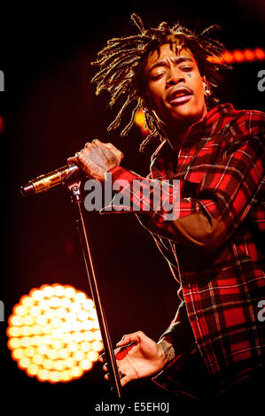 Toronto, Ontario, Canada. 29 Luglio, 2014. Il rapper WIZ KHALIFA suona presso il Molson Canadian anfiteatro. Credito: Igor Vidyashev/ZUMA filo/Alamy Live News Foto Stock