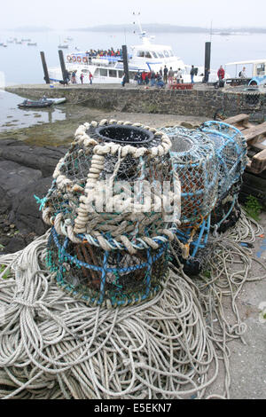Francia, basse Normandie, manche, iles chausey, au large de granville, Port de la grande ile, caisiers pour Pecher les crostaces, Foto Stock