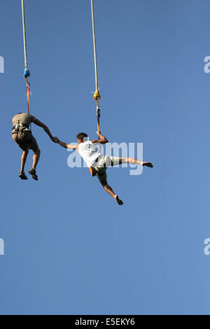 Francia, basse Normandie, Calvados, bocage, viaduc de la Souleuvre, saut a l'elastique, bunjy, aj hackett, Aventure, Foto Stock