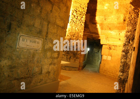 Francia, parigi 14e, les catacombes, entree Place Denfert Rochereau, souTerrain, galeries, cloche de Fontis Foto Stock