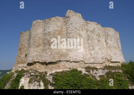 Francia, Haute Normandie, vallee de la seine, eure, les andelys, Chateau gaillard, donjon, vestige, richard coeur de Lion, Foto Stock