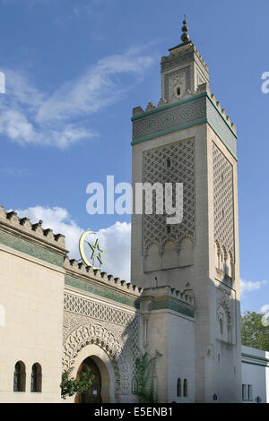 Francia, parigi 5e, grande mosquee de Paris, depuis la Place du puits de l'ermite, edifice religieux, islam, Foto Stock