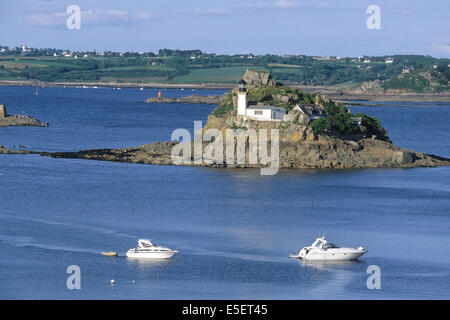 Francia, Bretagne, finistere nord, baie de Morlaix, carantec, ile louet, bateaux de plaisance, Foto Stock