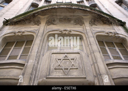 Francia, parigi 4e, rue Pavee, sinagoga, architecte hector guimard, religione juive, judaisme, edificio religieux, facciata sur rue, Foto Stock