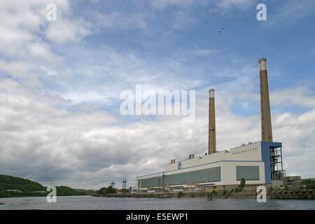 Francia, regione ile de france, yvelines, porcheville, centrale elettrique, thermique, seine, energie, edf, electricite, ambientamento, sviluppo durevole, Foto Stock