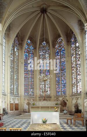 Francia, regione picardie, oise, villaggio di saint germer de fly, choeur de la chapelle, edifice religieux, vitraux, arte gothique, Foto Stock