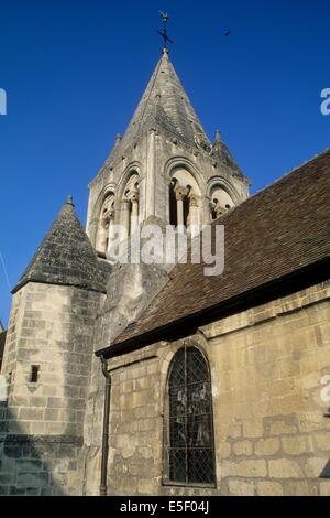 Francia, regione picardie, oise, valois, villaggio di saintines, eglise, edifice religieux, clocher, Foto Stock