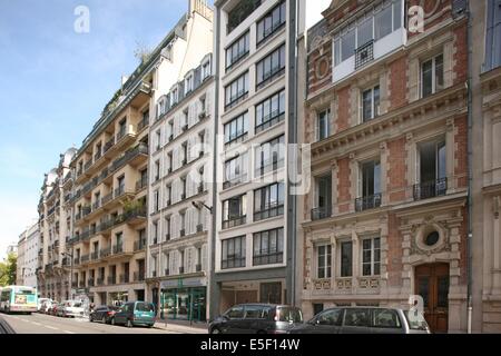 Francia, Ile de France, parigi 17e circondario, 53 a 59 rue jouffroy d'abbans, sequenza stilistica, facciate, Foto Stock