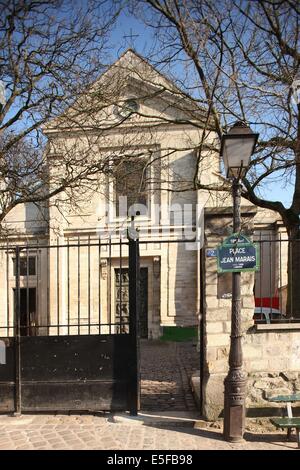 Francia, ile de france, parigi 18e circondario, eglie saint pierre de montmartre, Place jean marais, adelaide de savoie, dettaglio bassorilievo portes, Foto Stock