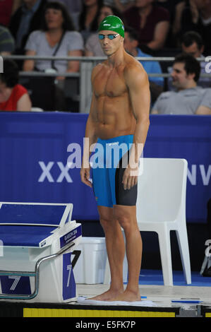 Glasgow, Scotland, Regno Unito. 29 Luglio, 2014. Roland Schoeman del Sud Africa nella mens 50m Freestyle Finale durante il giorno 6 del XX Giochi del Commonwealth a Tollcross centro nuoto sulla luglio 29, 2014 a Glasgow, in Scozia. (Foto di Roger Sedres/Gallo Immagini/Alamy Live News) Foto Stock