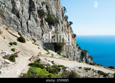 Strada lungo la costa di Baunei, Sardegna, Italia Foto Stock