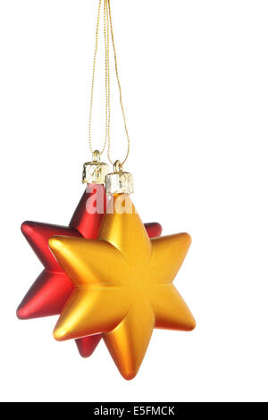 Oro Rosso e Stelle di Natale isolate su uno sfondo bianco Foto Stock