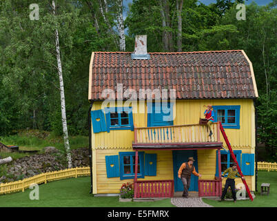 Villa Villekulla, scena del libro per bambini "Pippi Calzelunghe"" da parte dei bambini è autrice Astrid Lindgren e Astrid Lindgren's Foto Stock