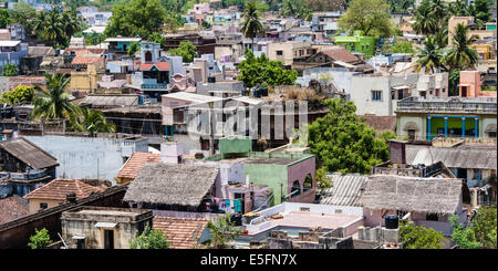 Cityscape, città tempio di Srirangam, Thanjavur, Tamil Nadu, India Foto Stock