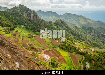 La vista dal Mirador Pico del Ingles, Las Montanas de Anaga, Macizo de Anaga, Anaga Massif, Tenerife, Isole Canarie, Spagna Foto Stock