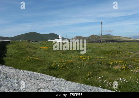 Una vista di Valentia Lighthouse, Cromwell punto sull' isola Valentia, nella contea di Kerry in Irlanda del sud. Foto Stock