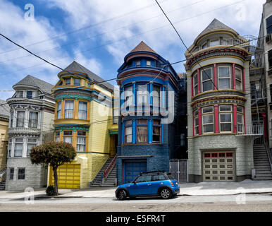 Painted Ladies case vittoriane a San Francisco, Stati Uniti d'America Foto Stock