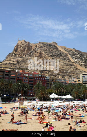 Castello di Santa Barbara, Alicante città vecchia, capitale della regione di Valencia, Spagna, Europa. Foto Stock