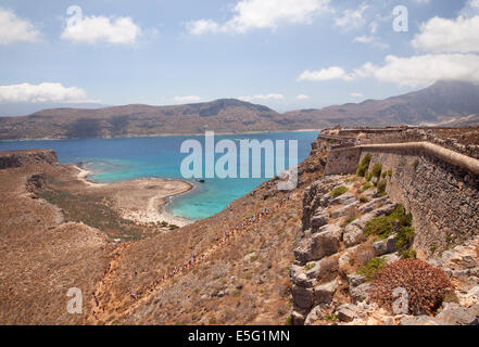 Fortezza veneziana di pareti, Gramvousa, Creta, Grecia Foto Stock